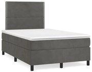 vidaXL Cama box spring colchão LED 120x190cm couro artif. cinza-escuro