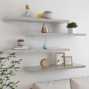 vidaXL Prateleiras de parede 4 pcs 90x23,5x3,8cm MDF cinzento-cimento
