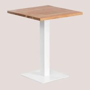 Mesa De Bar Quadrada Em Madeira De Acácia Ristretto ↔︎ 60 Cm & Branco - Sklum
