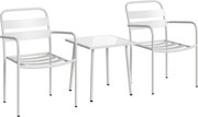 Outsunny Conjunto de Jardim com 3 Peças em Aço Galvanizado com 2 Cadeiras e Mesa de Vidro Temperado Branco | Aosom Portugal