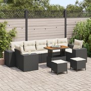 Conjunto de Sofás de Jardim vidaXL 10 Peças com Almofadas Rattan Preto