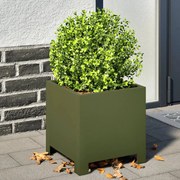 vidaXL Vaso/floreira de jardim 30x30x30 cm aço verde azeitona