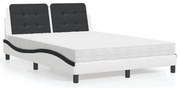 vidaXL Cama com colchão 140x200 cm couro artificial preto e branco