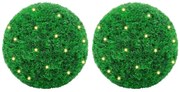vidaXL Bolas artificiais de buxo com luzes LED 2 pcs verde 45 cm