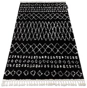 Tapete BERBER ETHNIC G3802 preto/branco Franjas berbere marroquino shaggy