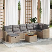vidaXL 8 pcs conjunto de sofás p/ jardim com almofadões vime PE bege
