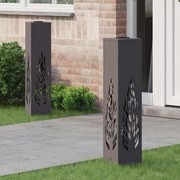 vidaXL Luz Solar LED de Caminho 2 pcs Preto Aço Laminado a Frio