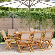 vidaXL Cadeiras jardim dobráveis 8pcs tecido/madeira cinza-acastanhado