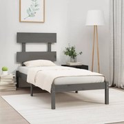 Estrutura de cama solteiro 90x190 cm madeira maciça cinza