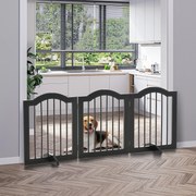 Barreira de Segurança Dobrável para Cães Pequenos com 3 Painéis e 2 Suportes 154,5x29,5x61 cm Preto