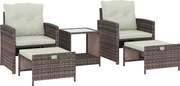 Outsunny Conjunto de Sala de Jardim Móveis de Jardim 5 Peças Salva-Espaço Castanho | Aosom Portugal