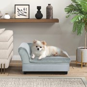 Sofá para Cães Pequenos Sofá para Gatos Estofado em Veludo com Arrumação Oculta e Almofada Lavável 76x45x43 cm Cinzento Claro