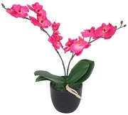 Planta orquídea artificial com vaso 30 cm vermelho