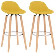 Bancos de bar 2 pcs tecido amarelo mostarda