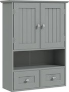 kleankin Armário de parede para banheiro, armário de toalete, com portas, prateleira, 2 gavetas, 50,8L x 17,8P x 66A cm, cinza | Aosom Portugal