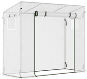 Outsunny Estufa de Jardim Pequena Estufa de Exterior com Janelas e Estrutura de Aço Estufa de Cultivo 200x76x168 cm Branco