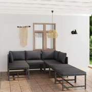 vidaXL 7 pcs conjunto lounge de jardim c/ almofadões vime PE cinzento