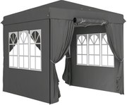 Outsunny 2,5 x 2,5 m Pavilhão pop-up com paredes laterais e bolsa de transporte, UPF50+ tenda de jardim com altura ajustável, Cinzento escuro | Aosom Portugal