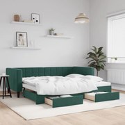 vidaXL Sofá-cama c/ gavetão e gavetas 80x200cm veludo verde-escuro