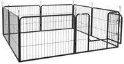 PawHut Parque para Animais de Estimação 8 Paineis 80x60cm Gaiola para Cães de Metal com Porta e Dupla Fechadura  Preto | Aosom Portugal