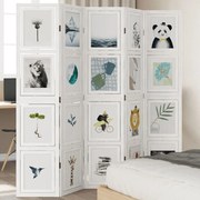 vidaXL Biombo com 5 painéis madeira de paulownia maciça branco