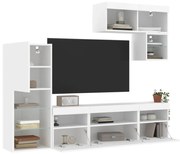 vidaXL 6pcs móveis de parede p/ TV c/ LEDs derivados de madeira branco