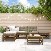 vidaXL 6pcs conj. lounge jardim+almofadões madeira maciça castanho-mel