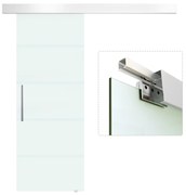 HOMCOM Porta de Correr de Vidro 75x210 cm Porta de Correr de Vidro com Trilho Translúcida | Aosom Portugal