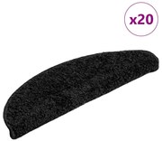 vidaXL Tapetes de escada 20 peças 56x17x3 cm pretos semicirculares