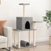 vidaXL Árvore p/ gatos c/ postes arranhadores sisal 122 cm cinza-claro