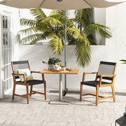 Conjunto de 2 cadeiras de jantar de jardim em madeira de acácia com corda resistente às intempéries e apoios de braços 64 x 57 x 90 cm Natural