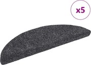 vidaXL Tapetes de escada autoadesivos 5 peças 56x17x3 cm cinza escuro semicircular