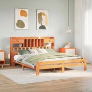 vidaXL Cama com estante sem colchão 180x200 cm pinho maciço