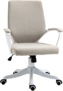 Vinsetto Cadeira Escritório Cadeira de Escritório Ergonómica Giratória e com Altura Ajustável e Suporte Lombar 62x69x92-102 cm Bege | Aosom Portugal