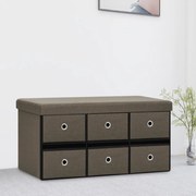 vidaXL Banco de arrumação dobrável 76x38x38 cm linho falso castanho