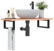vidaXL Prateleira de parede p/ lavatório aço/madeira carvalho maciça