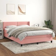 vidaXL Cama com molas/colchão 140x200 cm veludo rosa