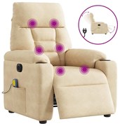 vidaXL Poltrona de massagens reclinável elétrica microfibra cor creme