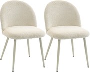 HOMCOM Cadeiras de Jantar, Cadeiras de Cozinha, acolchoadas em Chenille, 50,5 x 57,5 x 78,5 cm, Creme | Aosom Portugal