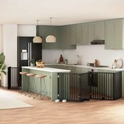 vidaXL Portão p/ cães com porta dobrável 6 painéis 480 cm álamo preto