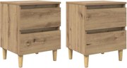 vidaXL Armários de Cama 2 pcs Carvalho Artesanal 40 x 35 x 50 cm