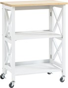 HOMCOM Carrinho de Cozinha Dobrável Carrinho de Serviço com Rodas e Prateleiras de 2 Níveis 60x40x84cm Branco | Aosom Portugal