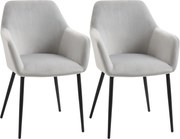 HOMCOM Conjunto 2 Cadeiras de Sala Nórdicas com Encosto e Braços Curvos e Assento Estofado, 54x57x80 cm, Cinza | Aosom Portugal