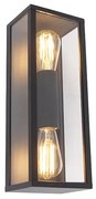Candeeiro de parede industrial preto 38 cm 2-luzes IP44 - Charlois