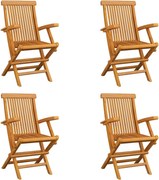 vidaXL Cadeiras de jardim dobráveis 4 pcs madeira de teca maciça