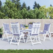 vidaXL Almofadões cadeiras altas jardim 6pcs tecido riscas azul/branco