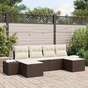 vidaXL Conjunto de Sofás para Jardim com 6 Peças e Almofadas de Rattan Sintético Marrom