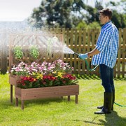 Floreira de jardim de 2 níveis com treliça e pernas 109 x 62 x 135 cm Castanho
