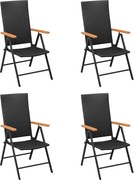vidaXL Cadeiras de jardim 4 pcs vime PE preto