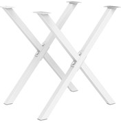 HOMCOM Pés Mesa Estilo Industrial 40x43cm Forma X Aço Durável Branco Conjunto 2 Peças Mobiliário Contemporâneo | Aosom Portugal